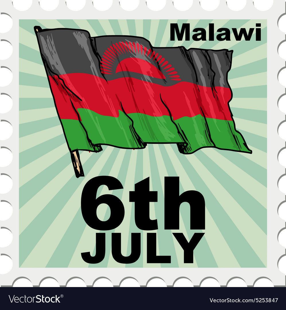 Post stamp of national day of malawi Royalty Free Vector