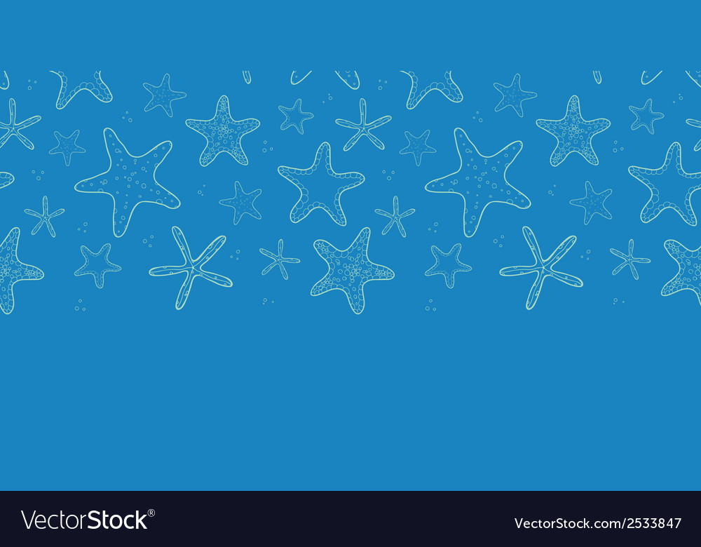 Starfish blue texture horizontal seamless pattern