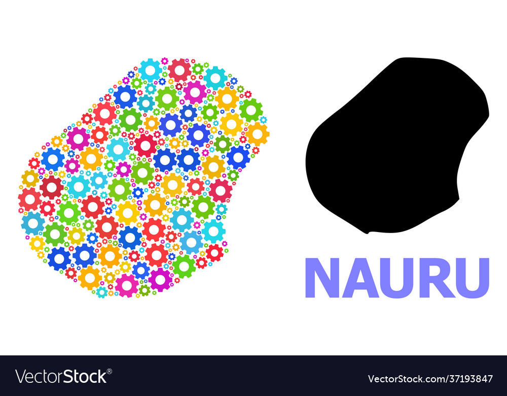 Workshop mosaic map nauru with multi-colored Vector Image