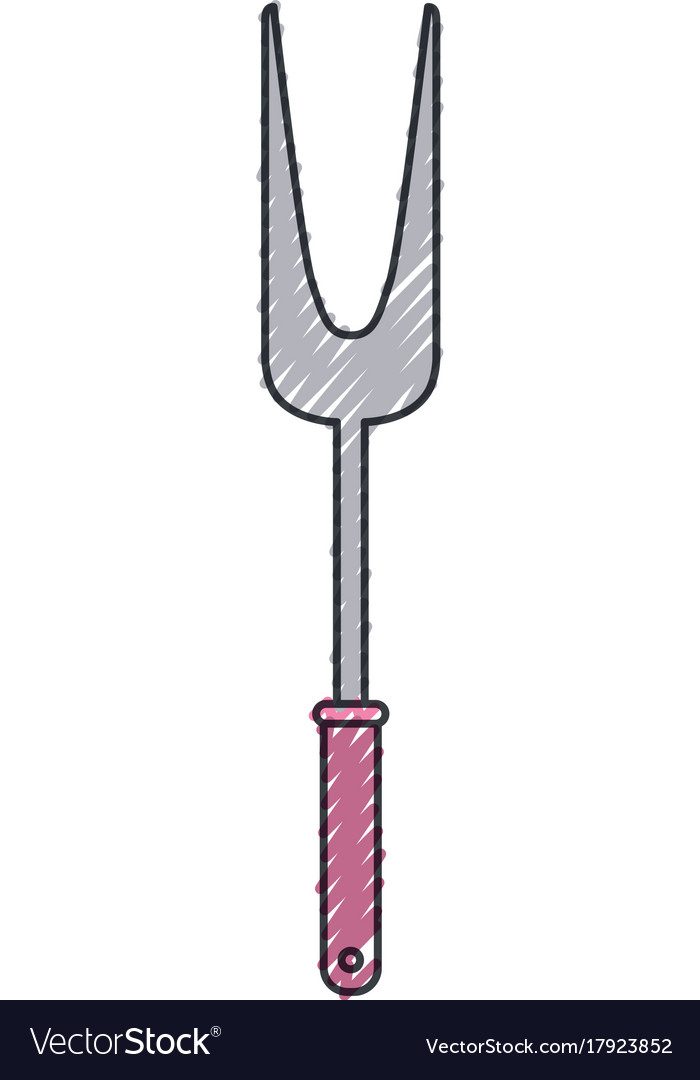 Carving fork utensil colored crayon silhouette Vector Image