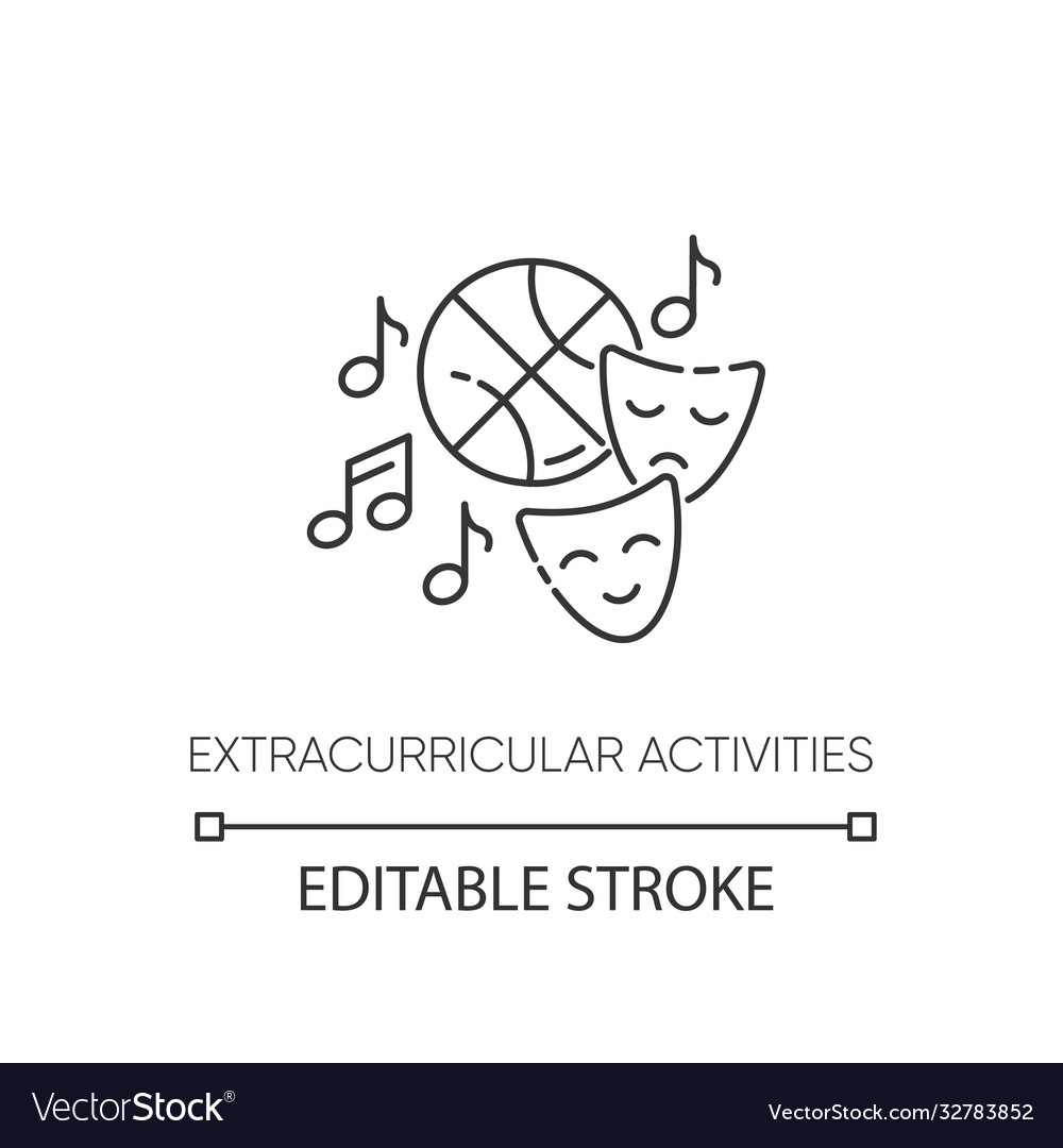 Extracurricular activities pixel perfect linear Vector Image