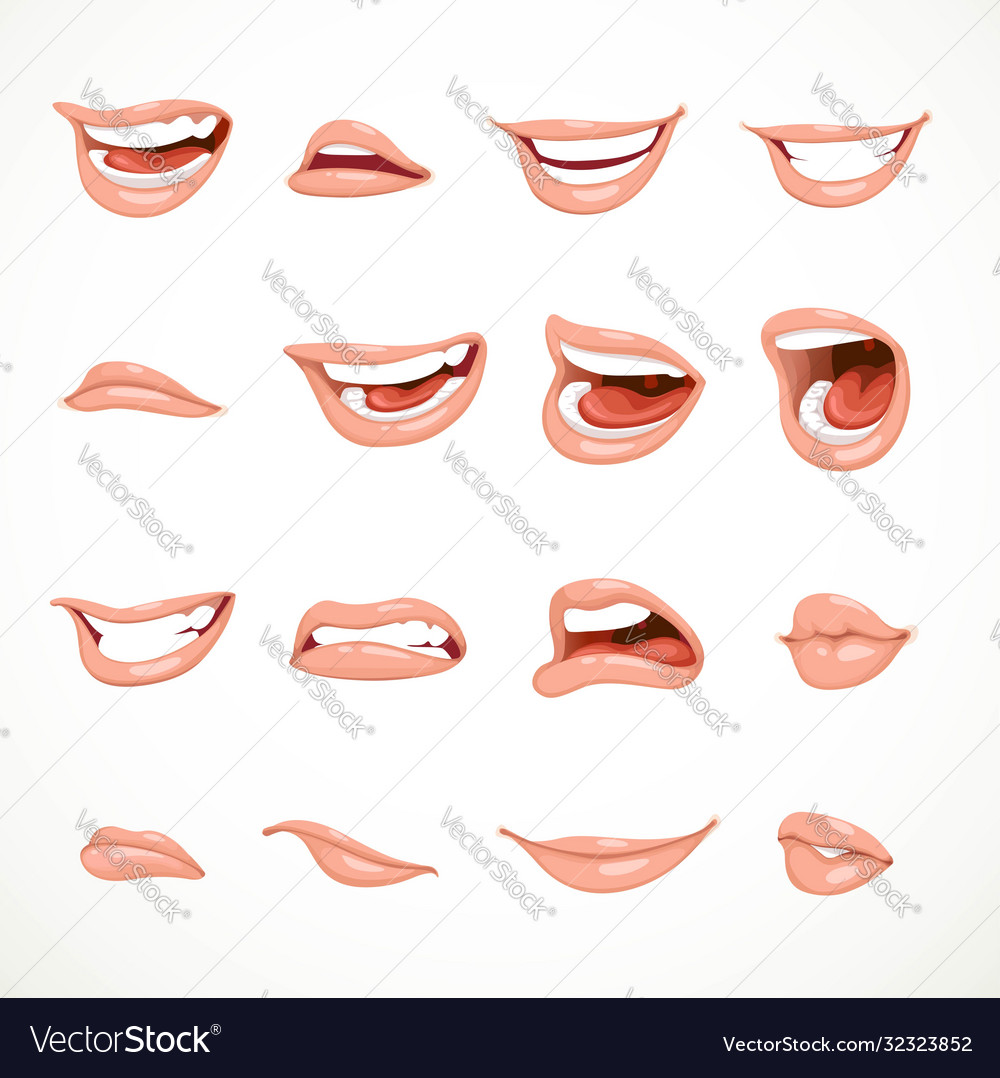 Females mouth to express different emotional Vector Image