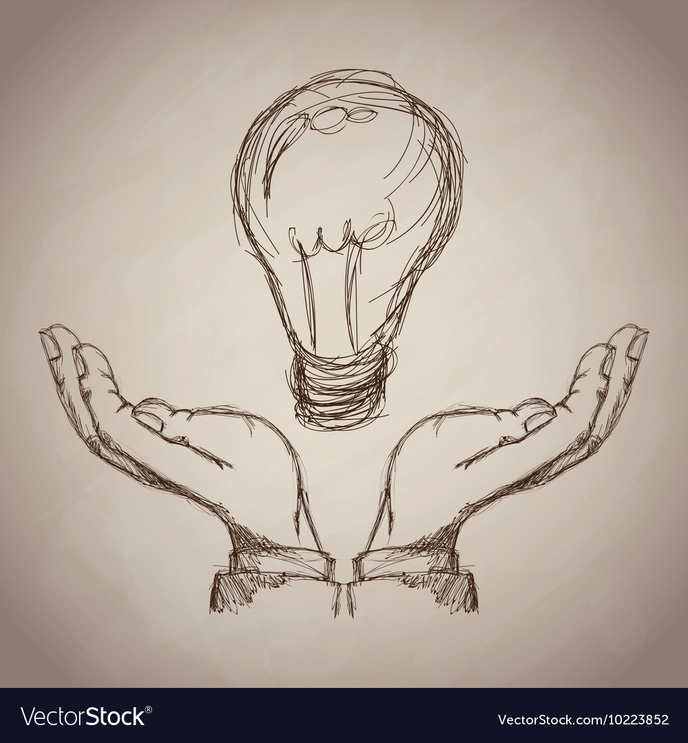 Hand light bulb idea business icon