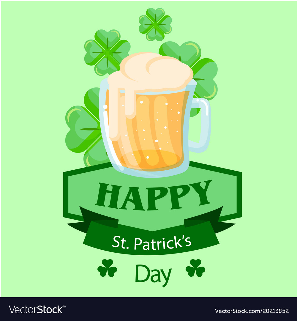 St patrick s day mug clover leaves background vect