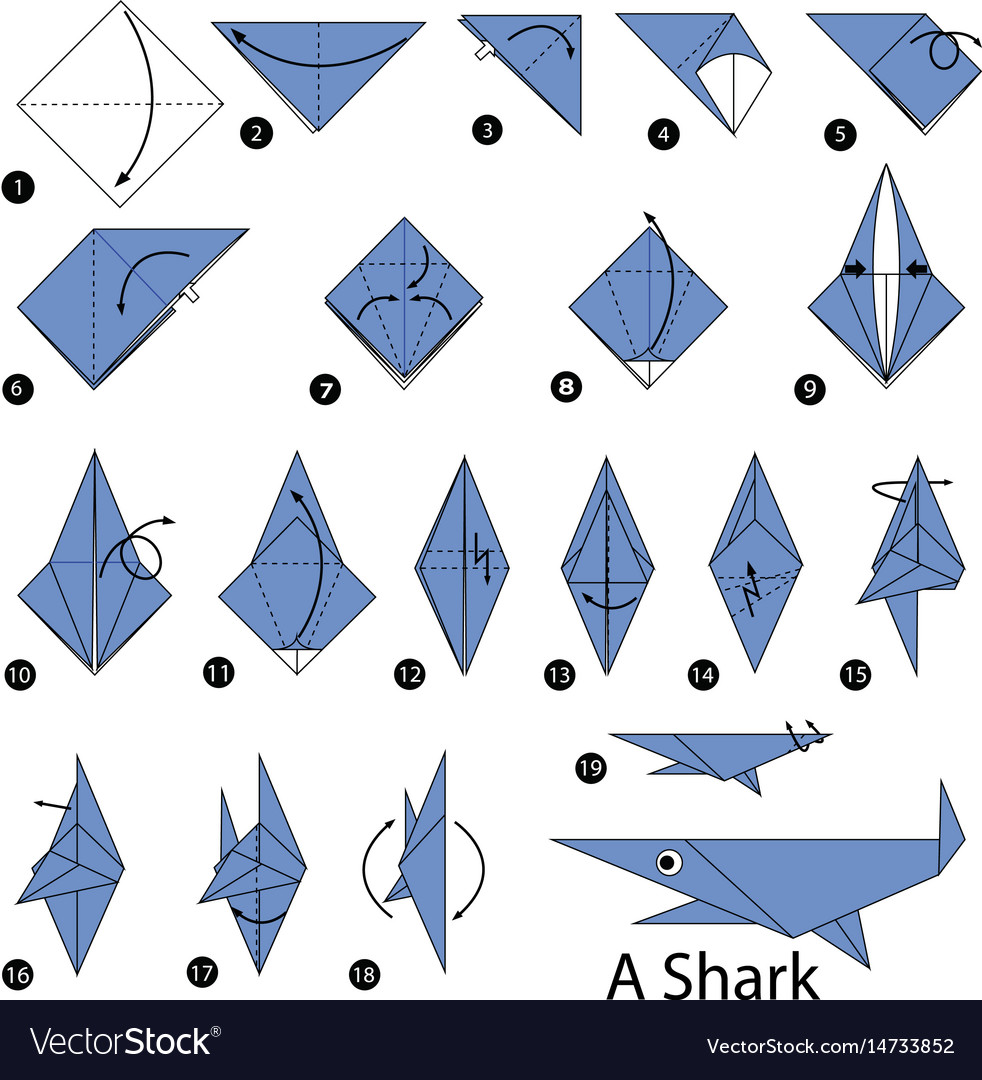 Step By Step Instructions How To Make Origami Vector Image