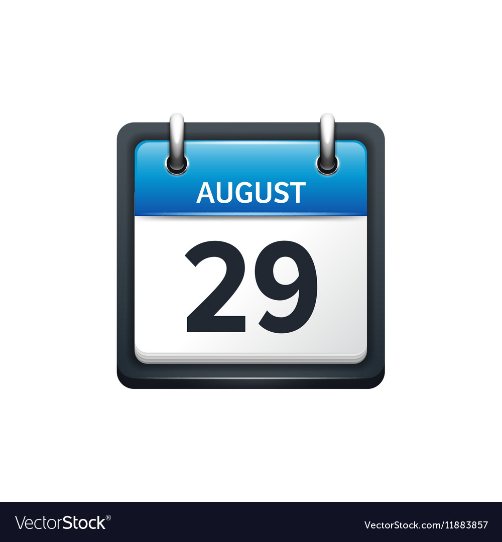 August 29 calendar icon flat