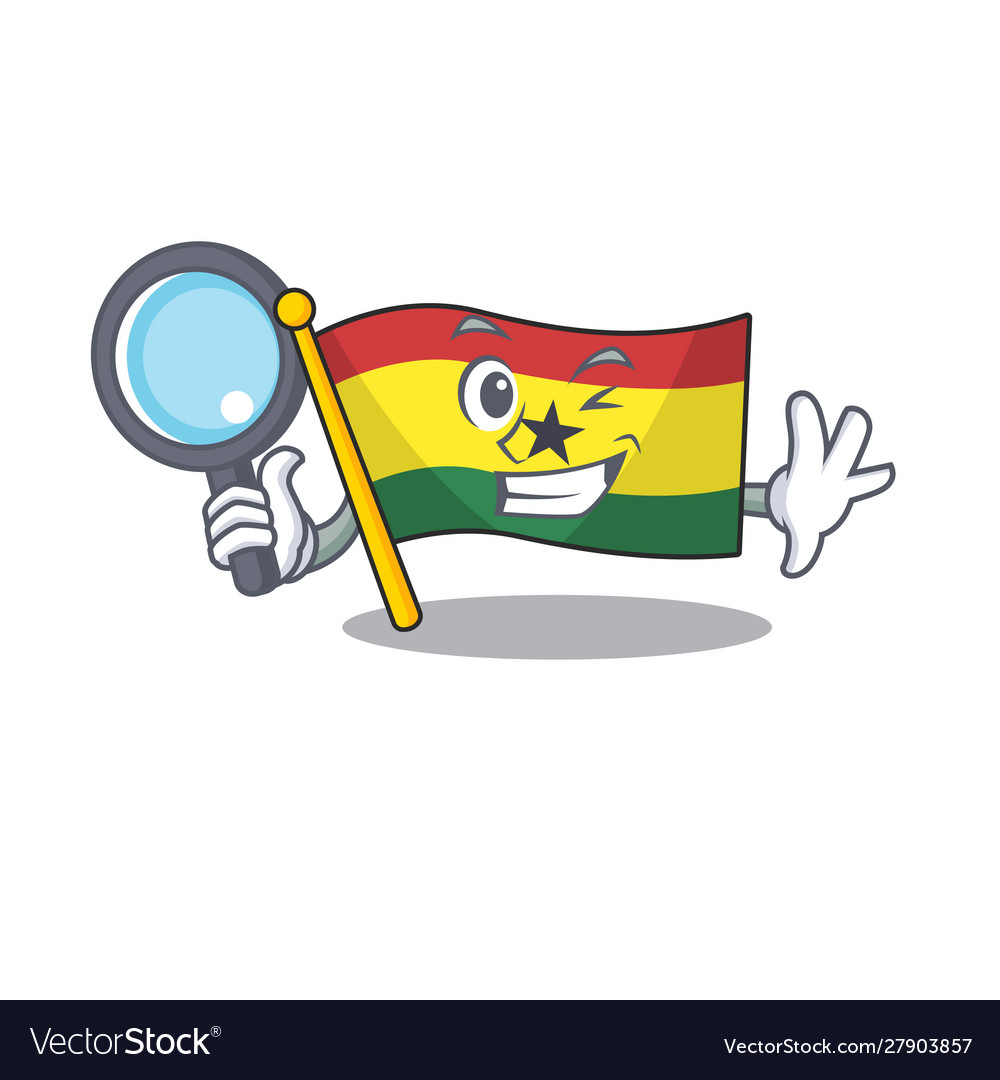 Character flag ghana in with cartoon detective