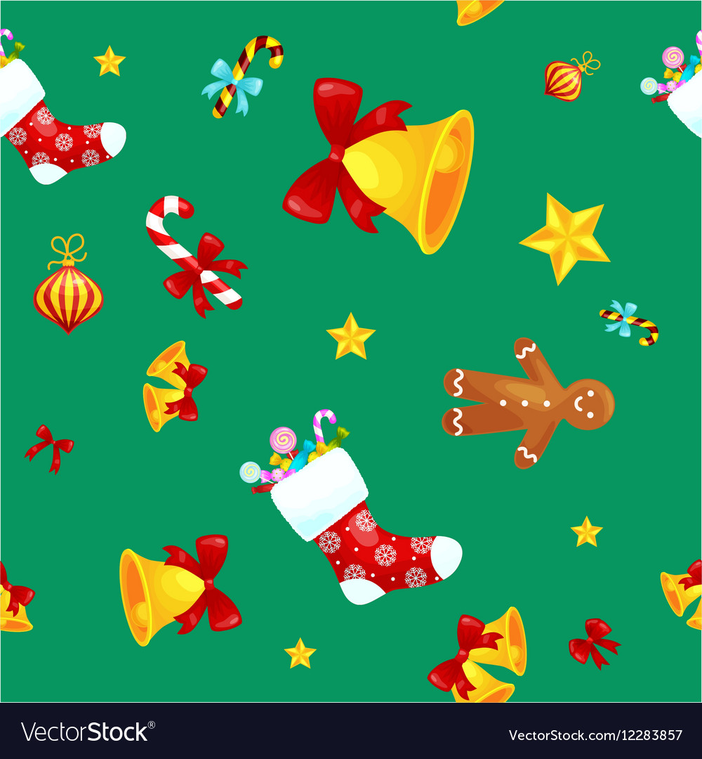 Christmas seamless pattern gingerbread man Vector Image