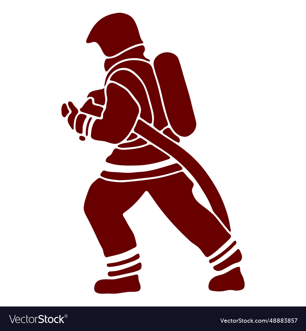 Hose firefighter profile silhouette Royalty Free Vector