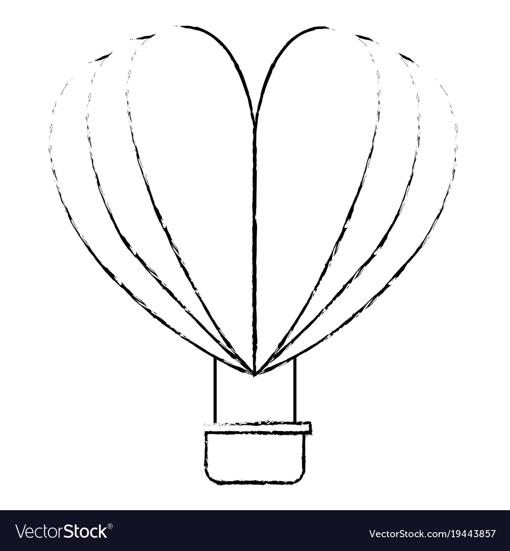 Hot air balloon flying with heart shape