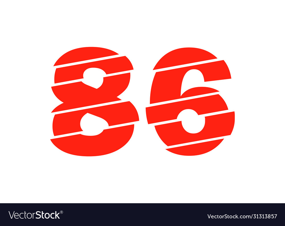 Modern red 86 number design numeral trendy flat Vector Image