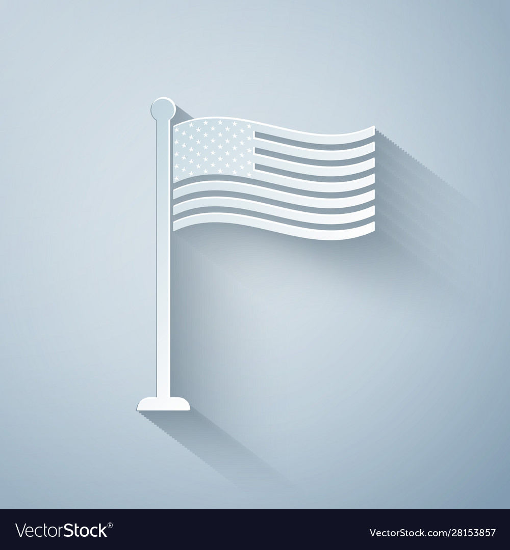 Papier schneiden nationale Flagge usa auf Flagpol-Symbol