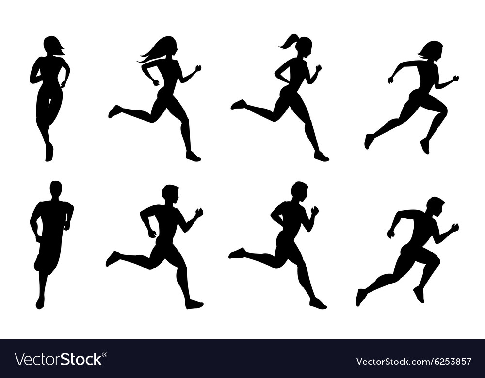 Download Running people silhouettes Royalty Free Vector Image