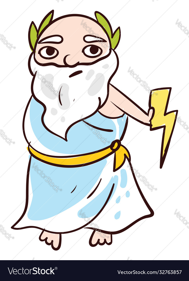 Sad god zeus on white background Royalty Free Vector Image