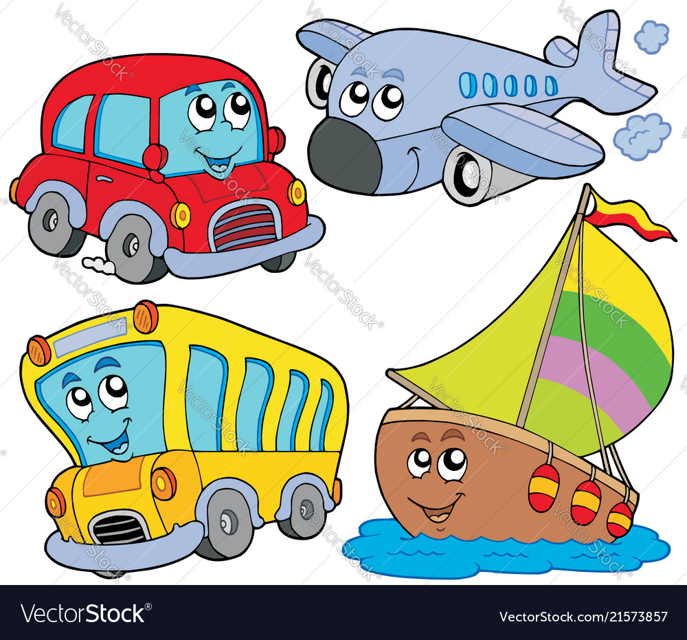 Various cartoon vehicles Royalty Free Vector Image