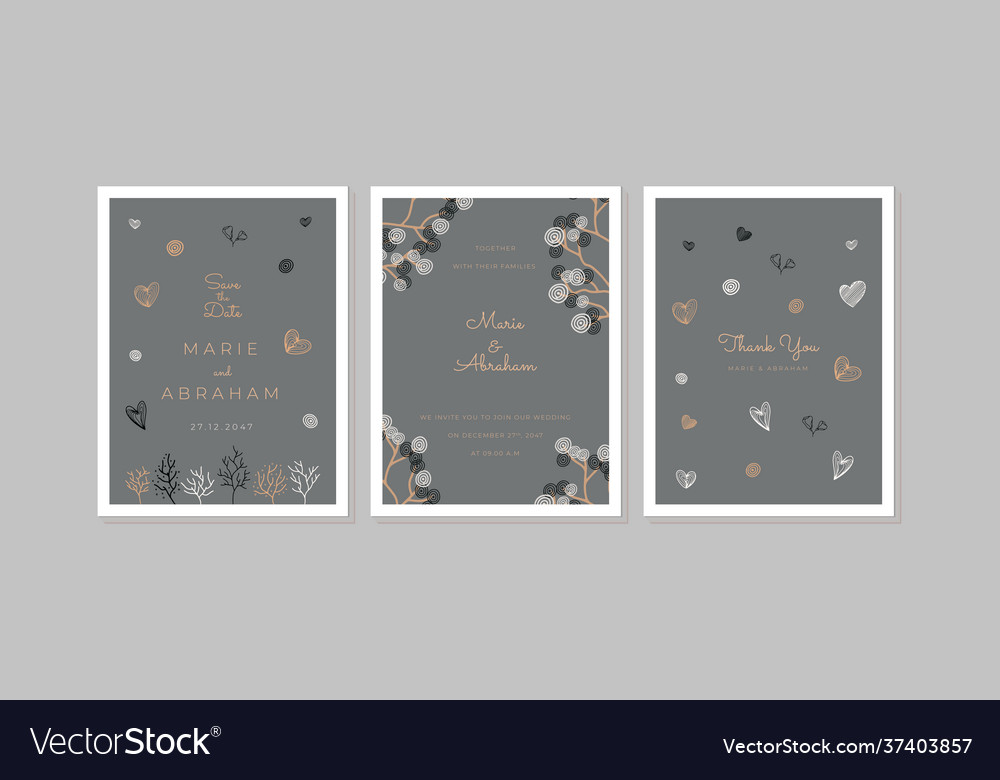 Wedding invitation frame set flowers leaves