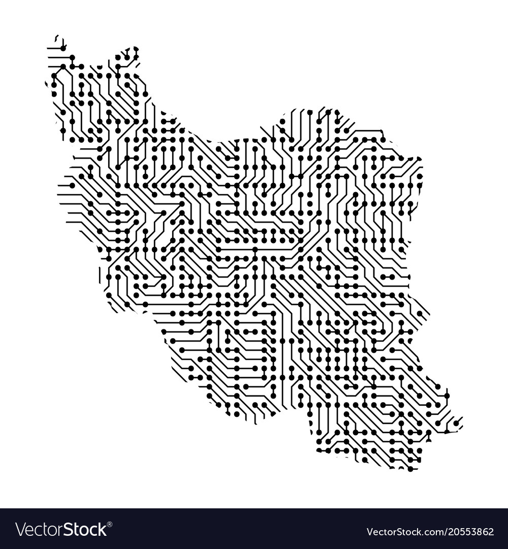 Abstrakte schematische Karte von Iran aus dem Schwarz