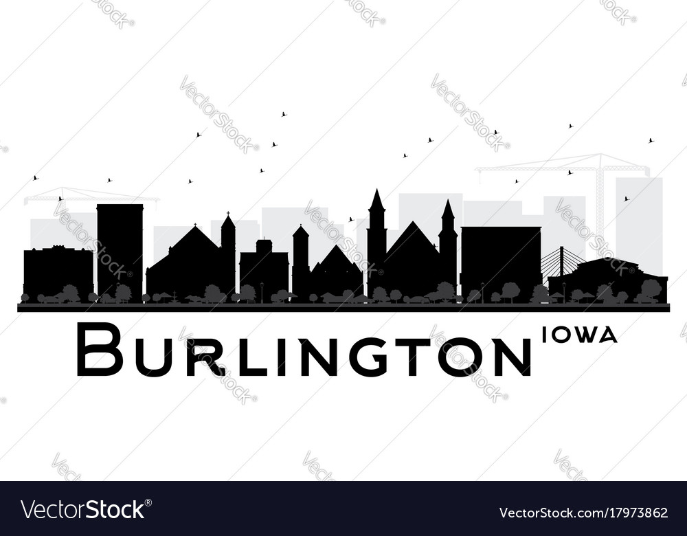 Burlington iowa skyline black and white silhouette