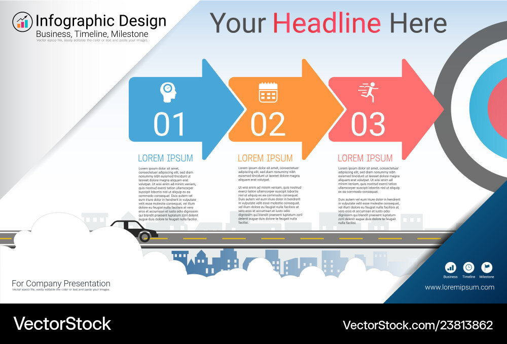 Business infographics template milestone timeline Vector Image