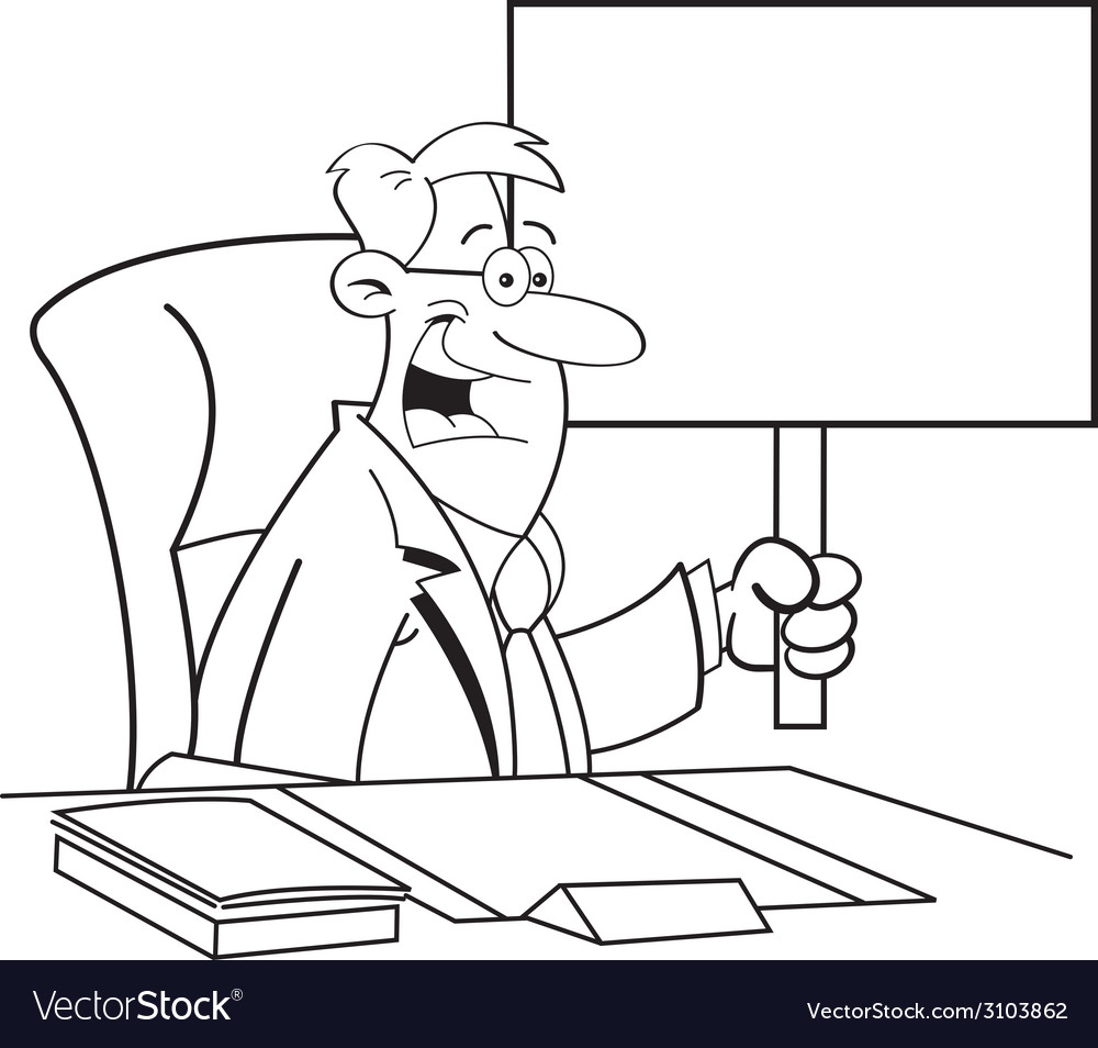 Cartoon businessman holding a sign Royalty Free Vector Image