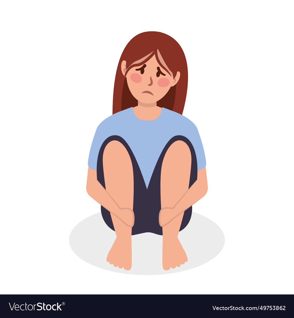 Depression woman lonely Royalty Free Vector Image