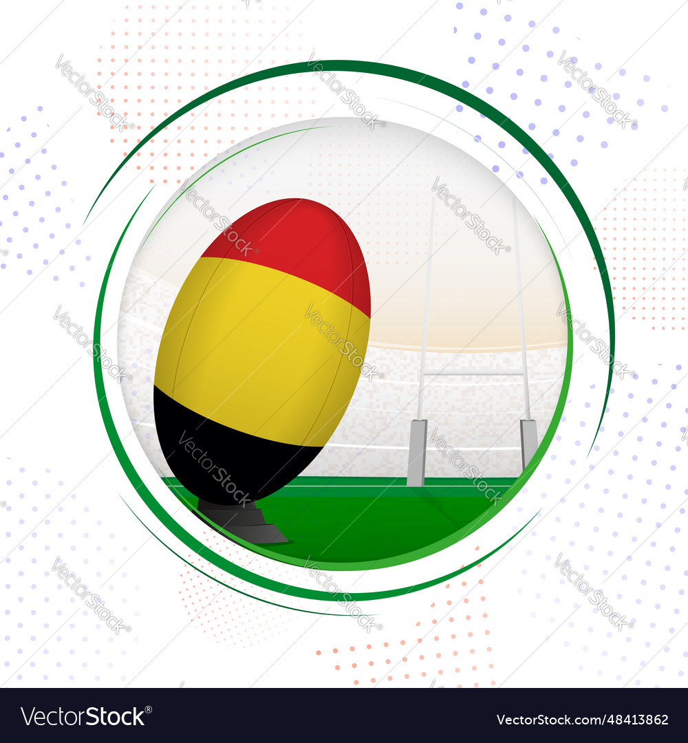 Flag of belgium on rugby ball round icon