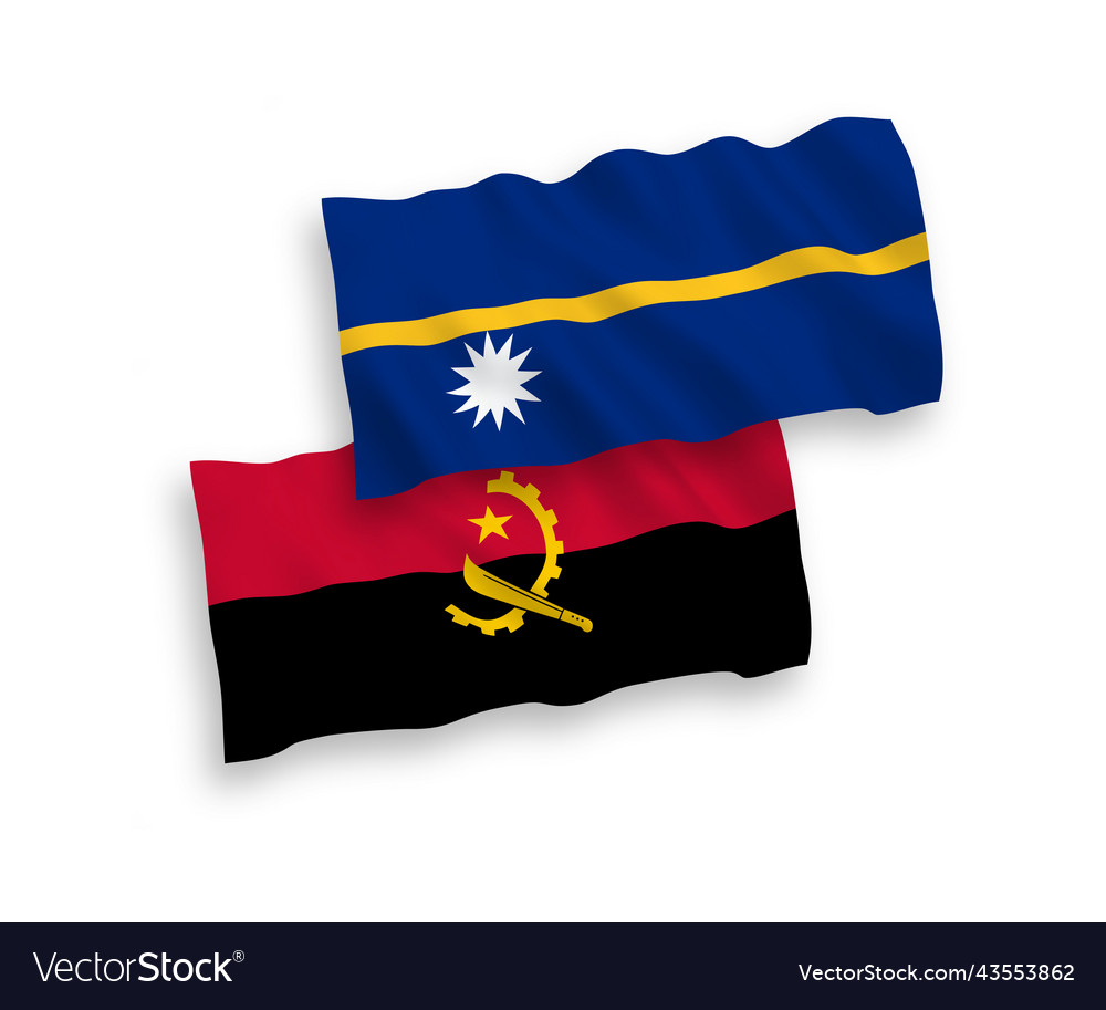 Flags of republic nauru and angola on a white