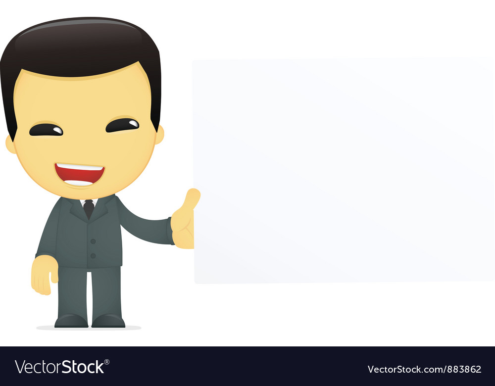 Funny cartoon asian businessman