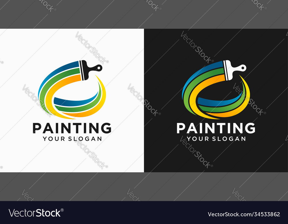 House painting logo design template Royalty Free Vector