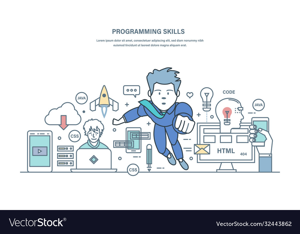 Programming skills in high-level Royalty Free Vector Image