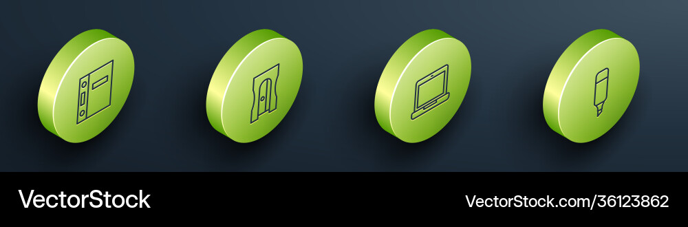 Set isometric office folders pencil sharpener Vector Image