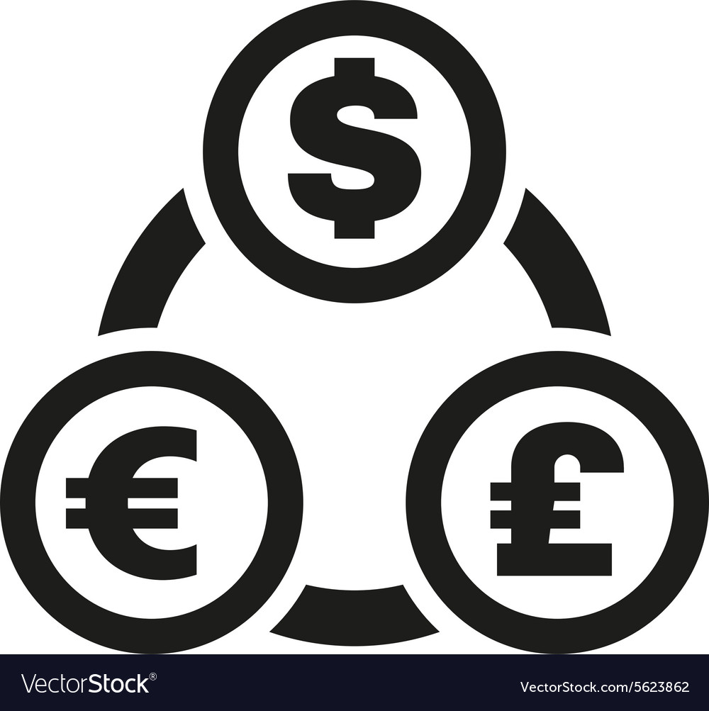 The Currency Exchange Dollar Euro Pound Sterling Vector Image