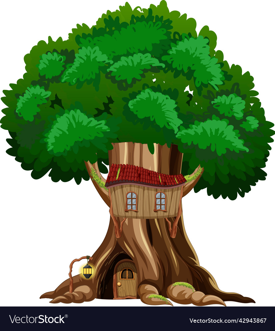 Big tree isolated cartoon Royalty Free Vector Image