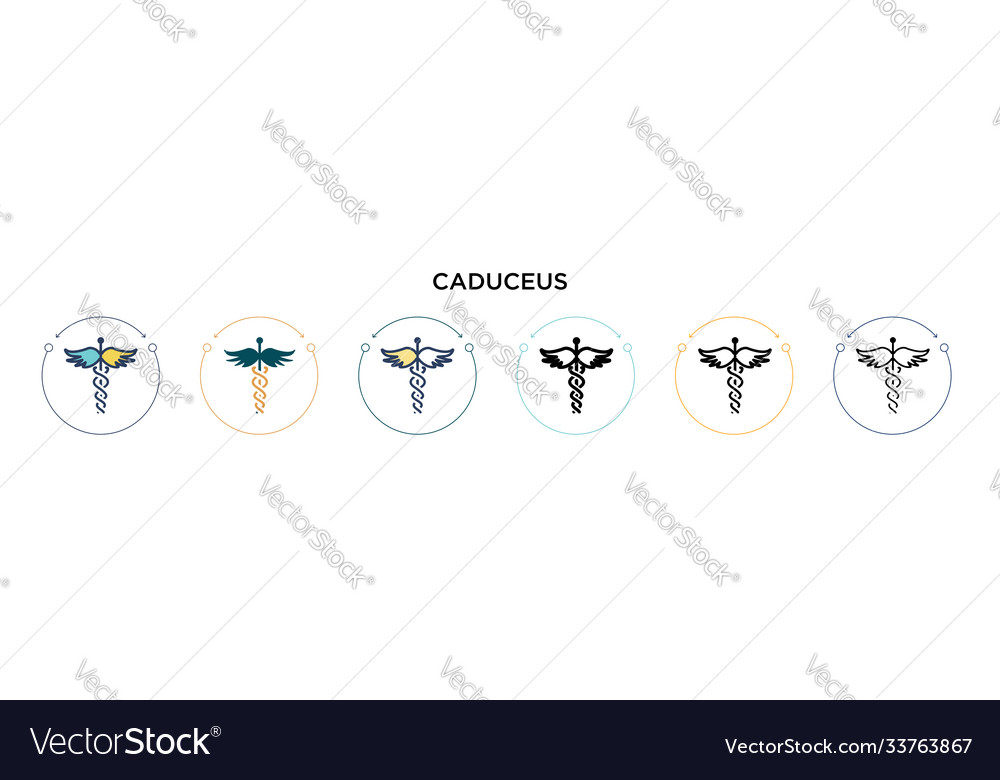 Caduceus icon in filled thin line outline