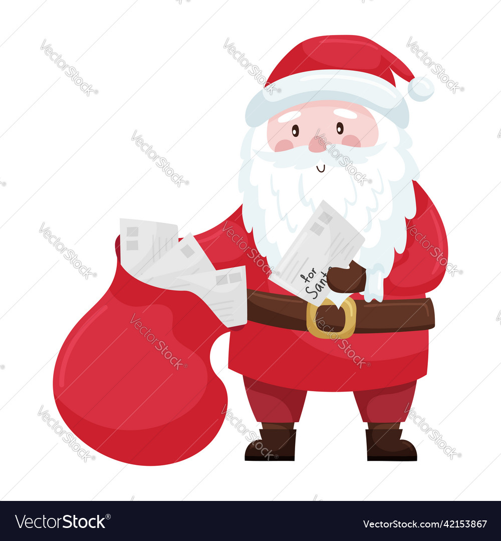 Cute cartoon christmas santa in a red suit Vector Image