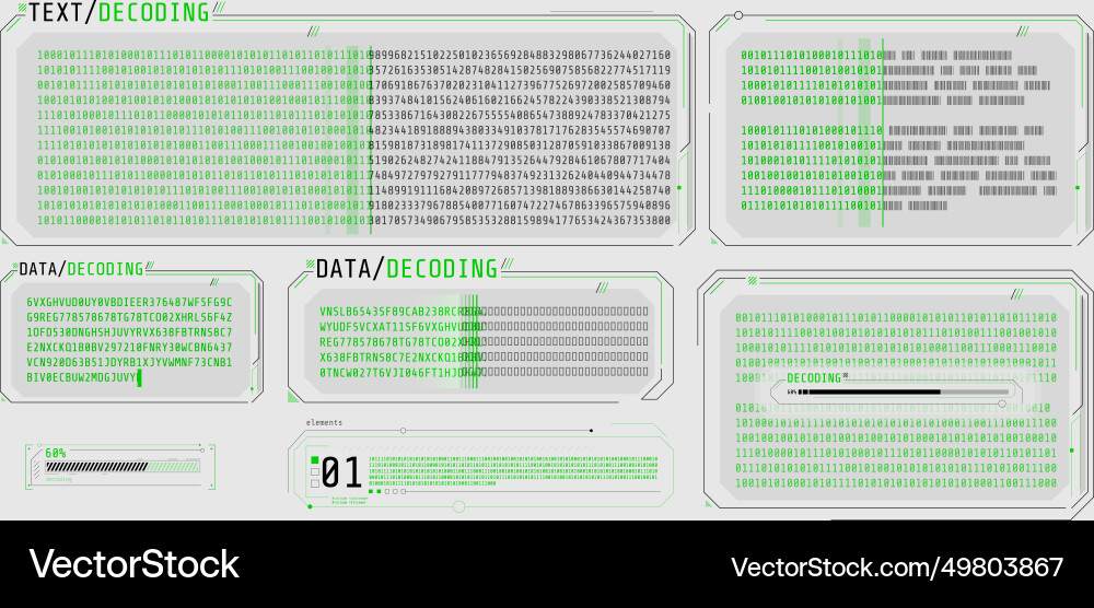 Data entry and text decoding on futuristic Vector Image