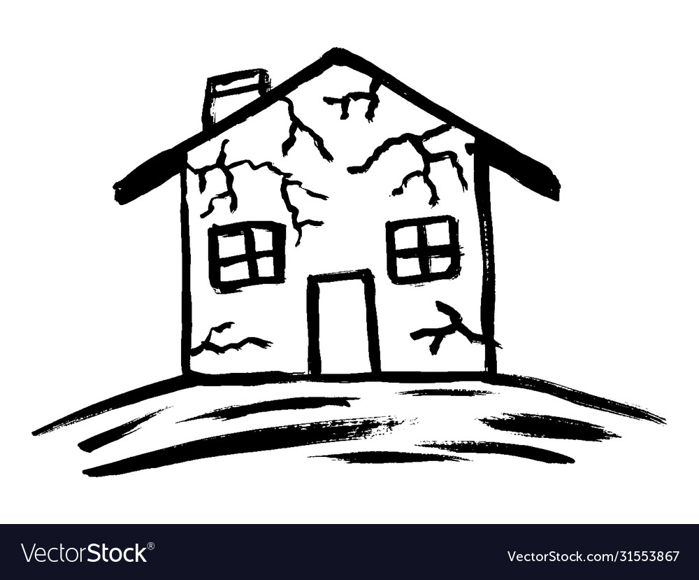 Flat house insurance concept house being damaged Vector Image