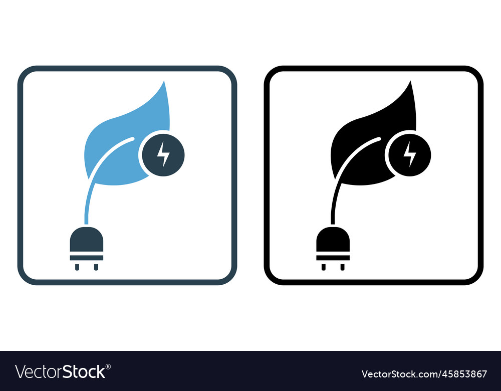 Grüne Energie Ikone Blatt mit Strom
