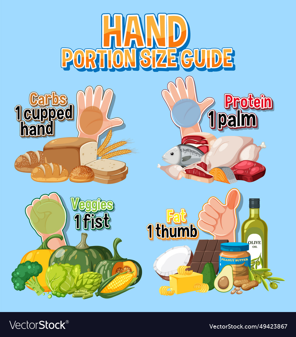 Hand portion size guide for healthy eating Vector Image