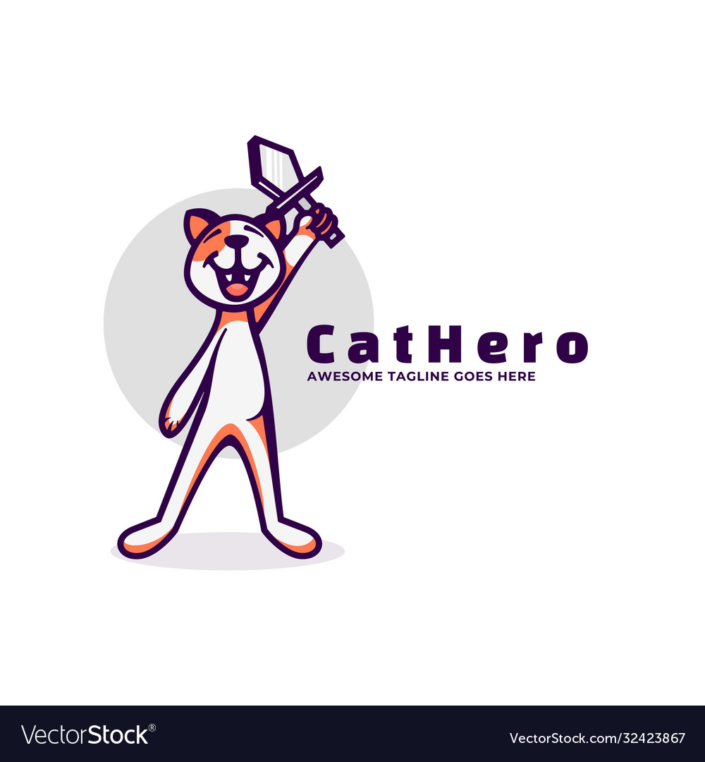 Logo cat hero simple mascot style