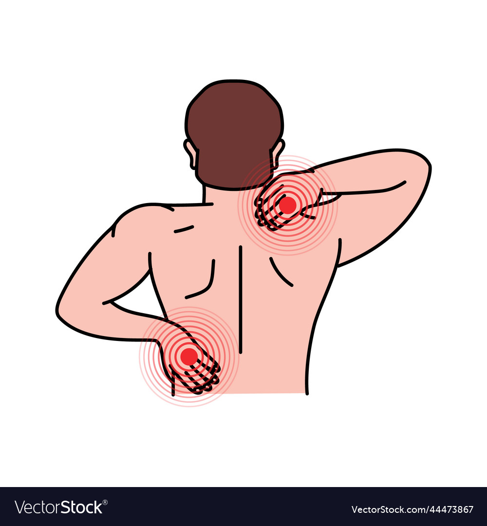 pain-in-the-human-back-and-neck-ache-in-head-vector-image