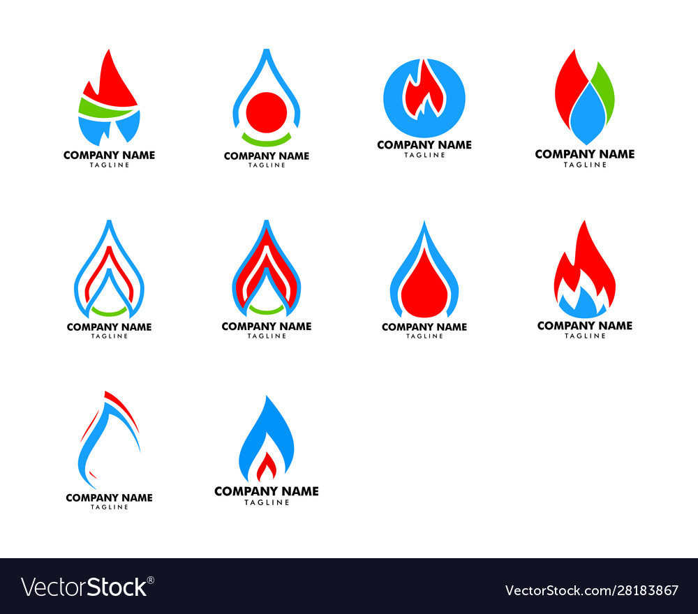 Set oil and gas logo design template