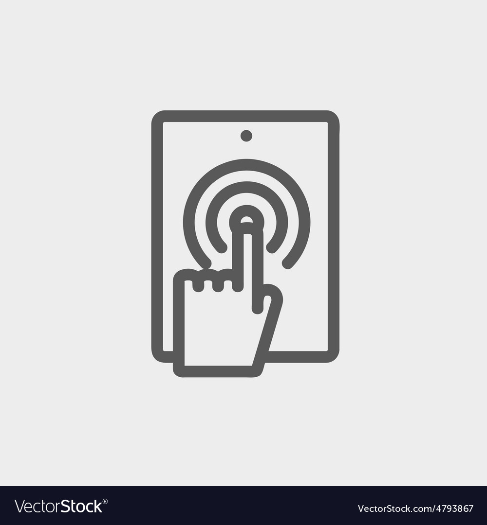 Touch mark in mobile phone thin line icon