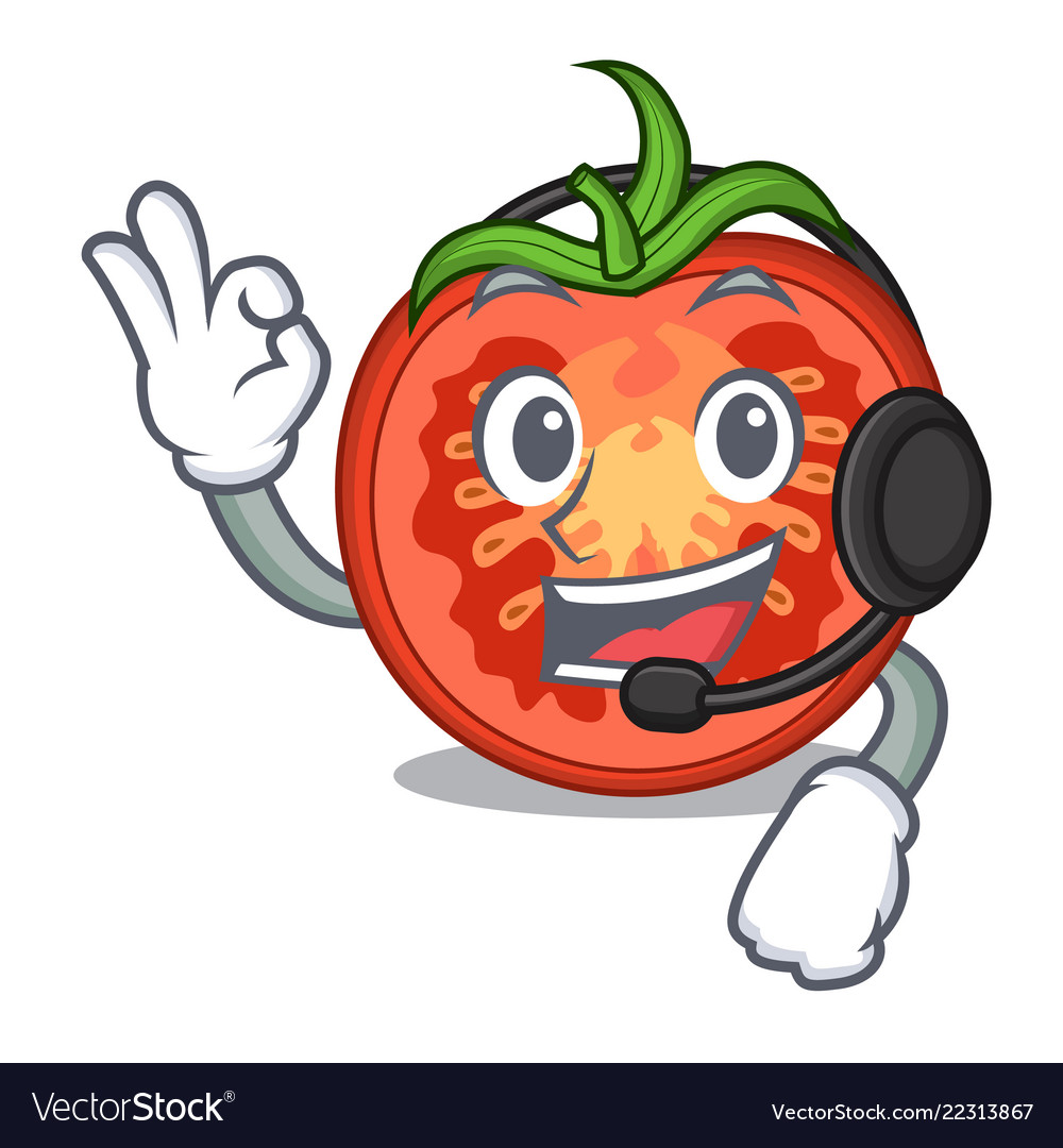 With headphone red tomato slices isolated