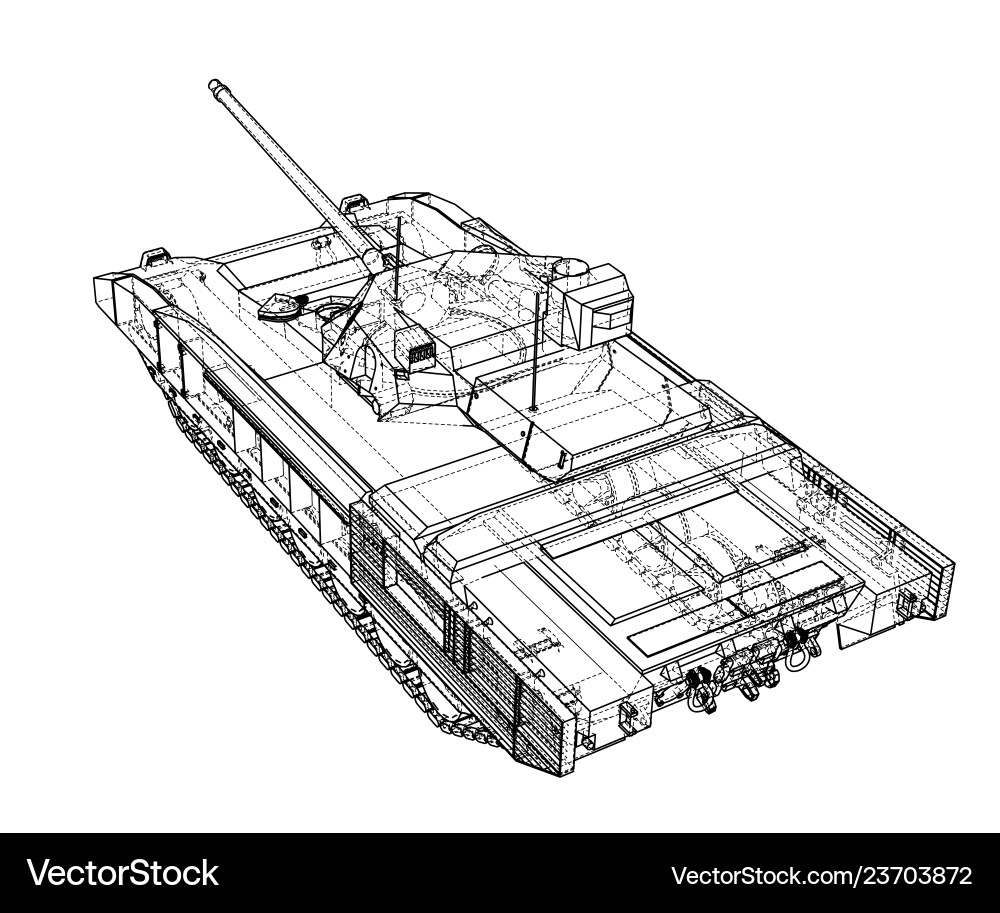 Blueprint Of Realistic Tank Royalty Free Vector Image
