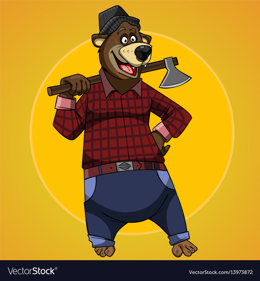 Cartoon character bear dressed in the clothes Vector Image