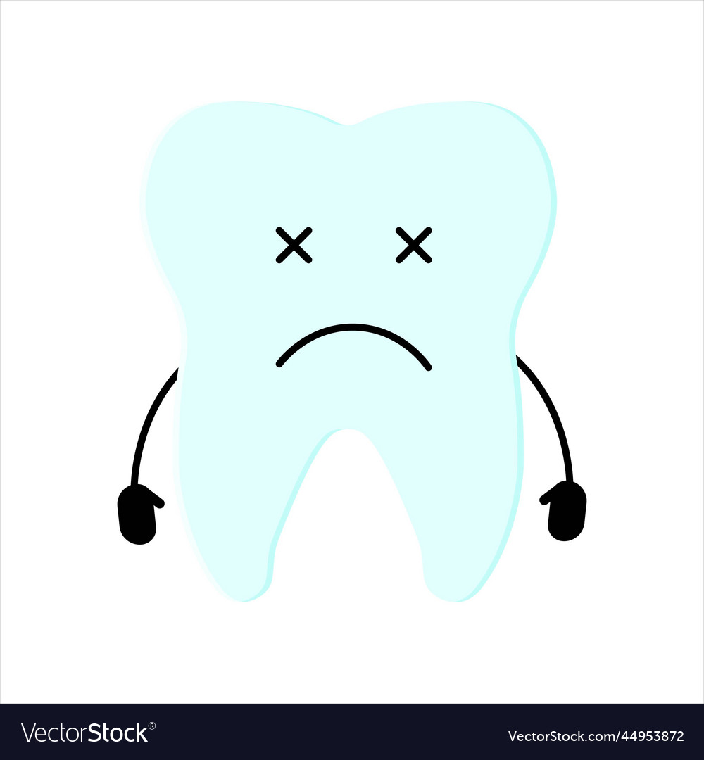 Disappointed tooth character doodle art Royalty Free Vector