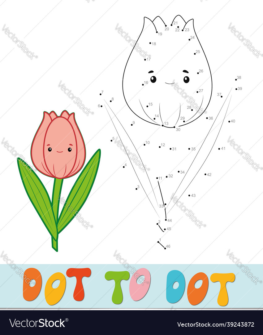 Dot to puzzle connect dots game tulip