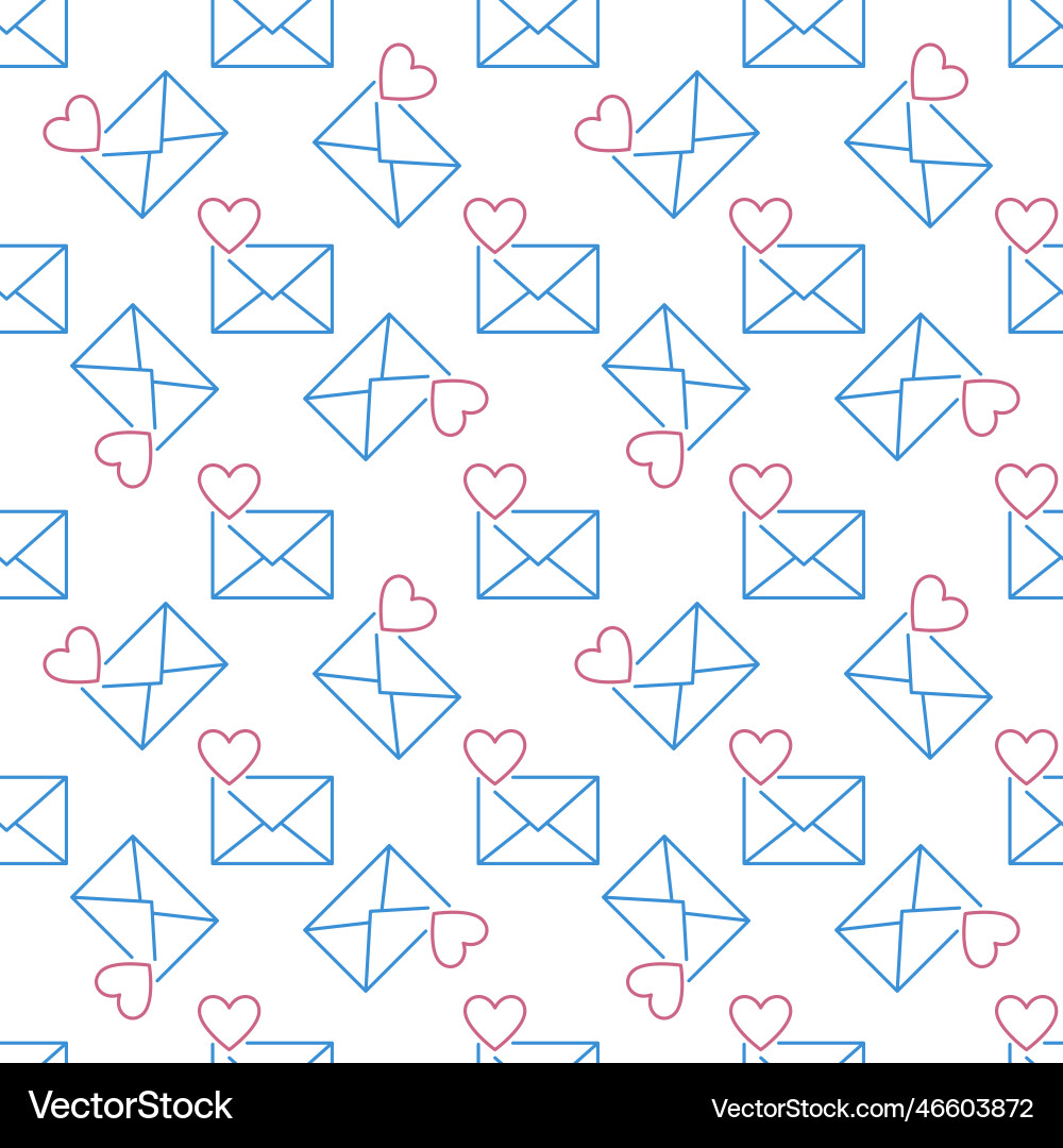 Envelope with heart line seamless pattern Vector Image