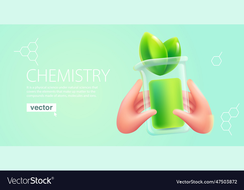 Hands of scientist holding chemical beaker